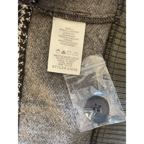 Mystree Wool Blend Houndstooth Shimmer Brown Cropped Boxy Jacket Sz L NWOT - Picture 7 of 8